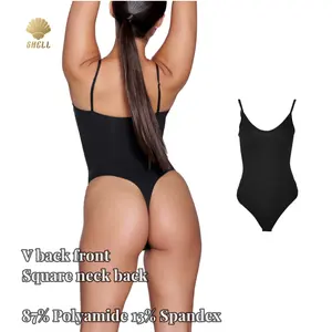 Luluxixiyaya 83 Polyamide 13 Spandex New Lingerie Thin Strap Low Cut Sexy V Neck Women Shape Body Women One Piece Bodysuit