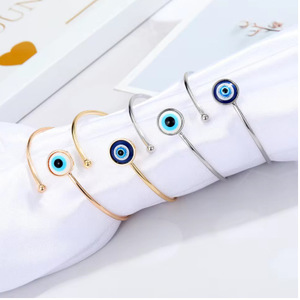 Bracelets tendance œil bleu turc porte-bonheur pour couples, bijoux de poignet ajustables, cadeau, bracelet bohème œil de démon fait main - Product Image 2