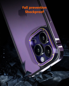 Coque de téléphone <span class=keywords><strong>en</strong></span> acier inoxydable avec bordure métallique, antichoc, avec cadre métallique pour la caméra, protection pour iPhone 15 14 Pro Max - Product Image 4