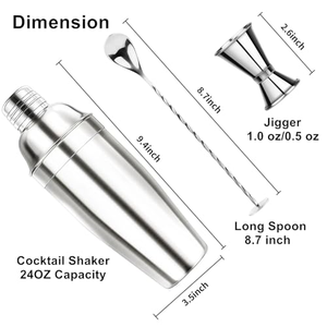 Juego de Coctelera de Acero Inoxidable de 3 Piezas, Capacidad de 700 ml, Diseño Moderno y Sostenible para Uso en Casa, Bar o Discoteca - Product Image 3
