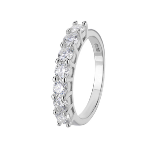 Gioielli Raffinati in Argento Sterling 925 Placcato <span class=keywords><strong>Oro</strong></span> <span class=keywords><strong>Bianco</strong></span> con Incastonatura a Griffe, Taglio Rotondo 0.7CT VVS GRA Moissanite, Anelli a 7 Pietre per Donne - Product Image 2