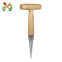 Alat Tanam dari Baja Anti Karat yang Tahan Lama, Pegangan Kayu Bentuk T, Penanam Umbi, Sarung Tangan Berkebun, Alat Kebun Manual OEM untuk Penyemaian