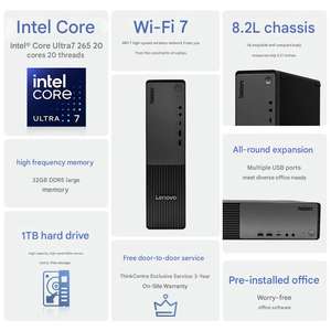 Nueva PC de Escritorio Comercial SFF de 8.2L, Intel Core Ultra 7, Windows 10, Mini PC para Negocios y Oficina, WiFi6, Almacenamiento Dual Expandible - Product Image 2