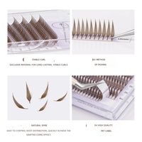 ANNAFRIS Brown Comic Spire Lashes Extensions Automatic Flowering Premade Fans Natural Soft Anime Effect Bulu Mata Palsu FEATHER