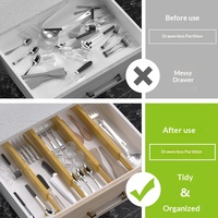 Juego de Divisores de Cajones Ajustables de Bambú, Organizador de Armario Expandible para Cocina, Guardarropa, Oficina, Universal, Personalizado, OEM