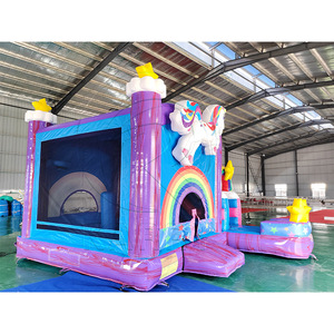 Castello Gonfiabile a Tema Unicorno Arcobaleno con Scivolo e Cielo Stellato, Combo per Feste di Compleanno per Bambini - Product Image 2