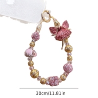 Luxuriöse Rosa Ballerina-Feen-Handykette, Handgefertigte Perlenkette im Heavy-Industry-Stil, Engel-Taschenanhänger, Schmuckgeschenk für Frauen