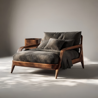 Fauteuil de détente JP avec pieds en bois massif, revêtement en mousse à haute densité, housse amovible
