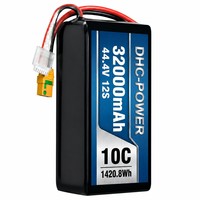 DHC-POWER 44.4V 12S 32000mAh 10C FPV Paket Baterai LiPo Tugas Berat 1420.8Wh untuk Baterai dengan Kepadatan Energi Tinggi