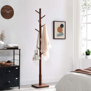 Nouveau <span class=keywords><strong>Porte</strong></span>-<span class=keywords><strong>Manteau</strong></span> en Bois Massif Naturel avec Base Carrée Stable et 8 Crochets Amovibles - Product Image 3