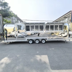 รถขายอาหารเคลื่อนที่พร้อมอุปกรณ์ทำแฮมเบอร์เกอร์ ไอศกรีม และขนมปังปิ้ง สำหรับธุรกิจส่วนตัว ขายอาหารจานด่วน ขนมขบเคี้ยว และไอศกรีม - Product Image 2