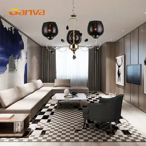 Contemporary Novel Black <strong>Glass</strong> <strong>Lampshade</strong> Wrought Iron Luxury Decorative Led Chandelier <strong>Pendant</strong> Light - Product Image 1