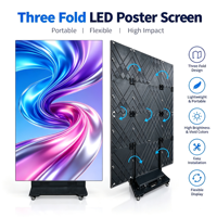 Écran LED pliable à trois volets P1.86, affichage publicitaire numérique pliable, signalétique intérieure pour la publicité sur les vitrines des magasins