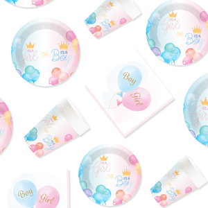 Juego de Vajilla Desechable DAMAI con Temática de Revelación de Género, Platos de Papel para Postre y Cena, Vasos, Servilletas y Globos para Fiestas - Product Image 4