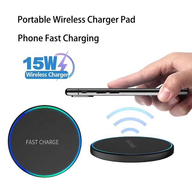 2026 15W Portable Wireless Fast Charger Ring Light Custom Logo Round Charging Station Type-C Lightweight Easy Carry