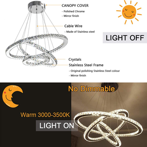 Lustre en cristal finition or, luminaire suspendu LED E26, blanc chaud 3500K, commande par interrupteur, intensité réglable, hauteur ajustable, salon - Product Image 5