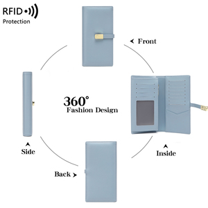 <span class=keywords><strong>Portafoglio</strong></span> <span class=keywords><strong>Donna</strong></span> Ultra-sottile a Doppia Piega, Porta Carte Semplice e Portatile, Elegante <span class=keywords><strong>Portafoglio</strong></span> Lungo Monocolore con Molteplici Scomparti - Product Image 6