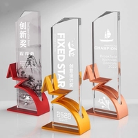ADL Vente en gros Trophée en verre de cristal Prix Étoile en métal Sablage Trophées d'affaires personnalisés Zhejiang Gravure Impression UV