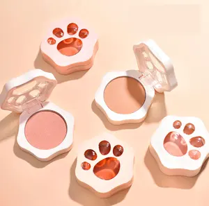 新款时尚磁粉卡通粉色猫爪单色高光腮红盒来样定做/odm
