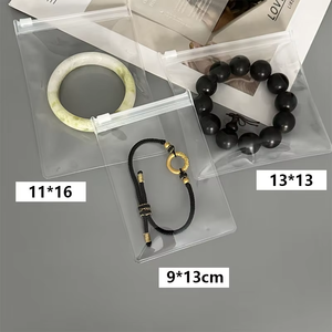 Pochettes à bijoux transparentes givrées avec fermeture éclair, rectangulaires 9x13cm, sacs de rangement anti-poussière pour l'affichage et la vente au détail de bijoux - Product Image 1