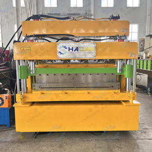 เครื่องขึ้นรูปเหล็กแผ่น Hauan Machinery ขนาดความกว้างป้อนวัสดุ 1220 มม. สำหรับทำกระเบื้องเหล็กเคลือบสีสำหรับหลังคา - Product Image 3