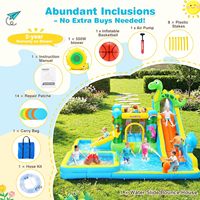 Ensemble toboggan aquatique gonflable et château gonflable sur le thème des dinosaures en PVC, pour une utilisation en été dans la cour pour les enfants de 3 à 12 ans