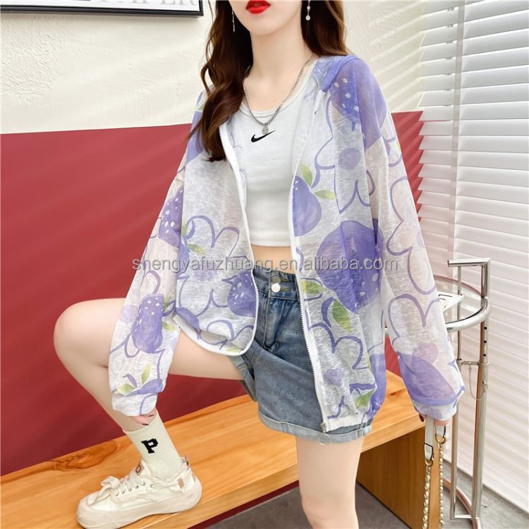 Ice silk sunscreen women's summer thin 2022 new oversized outdoor breathable hooded anti cough suit