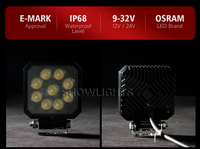 Projecteur de travail LED carré super lumineux IP68 4 pouces 36W 12/24V à faisceau large, en aluminium, pour tracteur