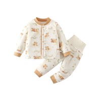 Ensemble deux pièces en coton doublé pour bébé, motif dessin animé, collection automne/hiver, ensemble fin en coton chaud et ajusté pour filles