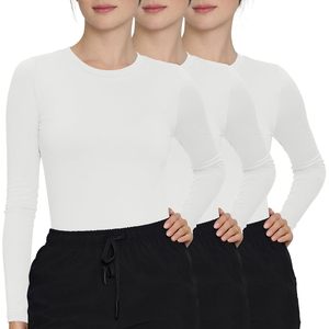 Sous-vêtements médicaux à manches longues pour femmes, lot de 3, col haut, mélange de coton, confortables, uniformes d'hôpital - Product Image 1