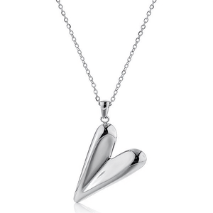 Collar con Colgante de Corazón Amy Amy, Acero Inoxidable, Chapado en Rodio, Joyería Minimalista para Mujer, Regalo para Uso Diario, Cadena de Serpiente C3103 - Product Image 3