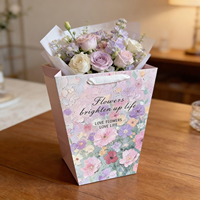 Sac à fleurs en papier kraft biodégradable personnalisé avec poignée longue pour l'emballage artisanal de bougies