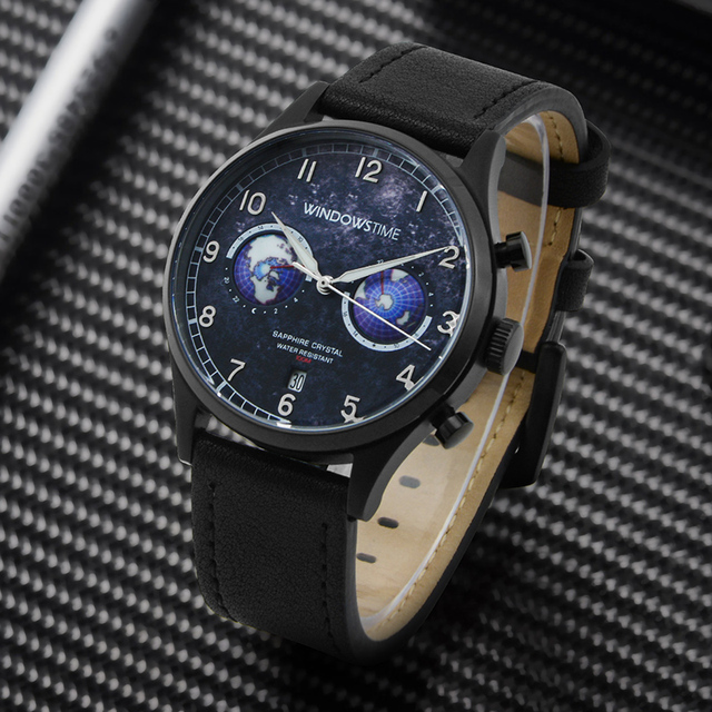 OEM ODM Custom New Design Multi- Function Luxury Blue Earth Japan Movement Sapphire Stainless Steel Chronograph Watch for Men