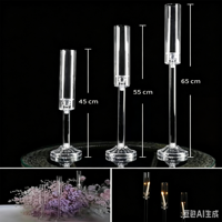 Support de bougies en métal doré pour allée de mariage, bougeoir LED sur pied à 8 têtes pour décoration de mariage