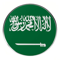 Haute qualité drapeau saoudien jour épinglettes en gros rond en métal artisanat Souvenir cadeau épingles Badge personnalisé drapeau National émail broche