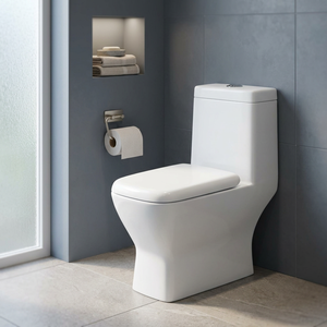 WC monobloc en céramique de style italien, en porcelaine blanche, à poser au sol, avec siphon - Product Image 3