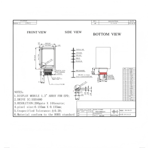 จอแสดงผล E-Paper ขนาด 1.3 นิ้ว ความละเอียด 144x200 พร้อมไดรเวอร์ SPI SSD1680 รองรับโหมด Deep Sleep ป้ายราคาอิเล็กทรอนิกส์สำหรับร้านค้าอัจฉริยะ สะท้อนแสงได้สูง - Product Image 4
