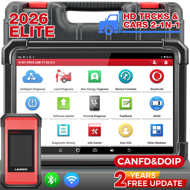 LAUNCH automotive truck diagnostic tool X431 PRO3S+ SmartLink HD 12V 24V OBD OBD2 code reader activation test ECU coding