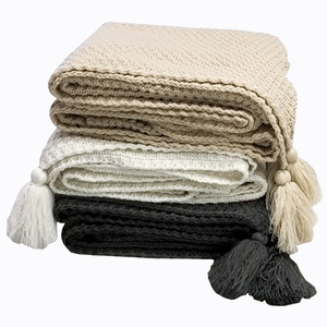 Venta al por mayor de mantas de cubierta de pelo de arena de estilo nórdico, mantas de siesta de oficina, mantas pequeñas de aire acondicionado informales de punto con flecos - Product Image 1