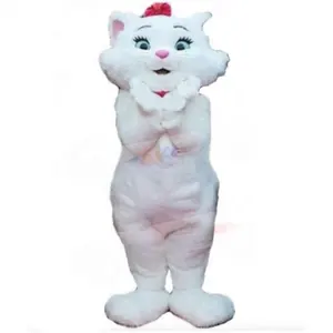 Funtoys bonito gato blanco con corbata Rosa adulto dibujos animados Animal Cosplay mascota disfraz para Carnaval Animal