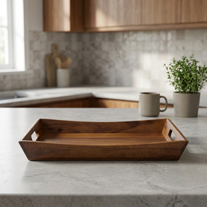 Plateau de service alimentaire en bois brossé, réutilisable, écologique, fait main, motif uni, compatible lave-vaisselle et micro-ondes, pour restaurant et usage domestique - Product Image 1