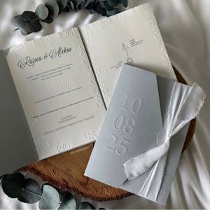 Invitaciones de Boda de Lujo, Diseño de Logotipo Personalizado, Papel Kraft, Impresión Tipográfica en Cartón, Grabado en Relieve, Proveedores de Sets al por Mayor - Product Image 6