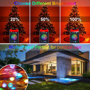 Guirlandes lumineuses LED multicolores RGB en cuivre, commande par application intelligente, pour la décoration de Noël en extérieur - Product Image 6