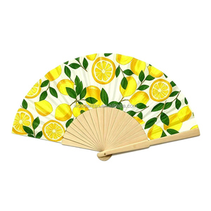 Éventail pliant en bois de citronnier 23 cm, en tissu espagnol, pour femmes, en bambou, vente en gros - Product Image 6