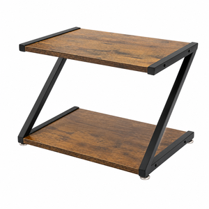 ชั้นวางของแบบ X-Frame 2 ชั้น สไตล์เรียบง่าย ทำจากไม้และโลหะ สำหรับจัดเก็บหนังสือ ของตกแต่ง แก้วน้ำ ใช้ในบ้านหรือสำนักงาน - Product Image 1
