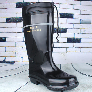Botas de lluvia de invierno para hombre, de caña alta, negras, con forro grueso, cálidas, cómodas y fáciles de poner, para clima frío. - Product Image 3
