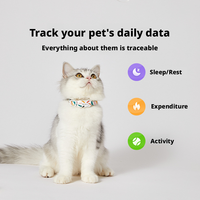 Kalung Pelacak Hewan Peliharaan Anjing Kucing Mewah Modern Bluetooth Tahan Lama Dapat Disesuaikan Kontrol Olahraga Pemantauan Tidur Tahan Air