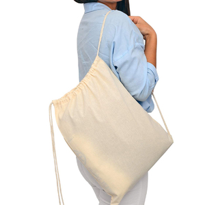 Custom Printed Logo Durable Cotton Canvas Sports Drawstring <b>Backpack</b> Bags for Education <b>Training</b> and Promotional Gifts - Product Image 3