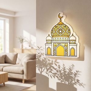Lámpara Decorativa LED 3D con Forma <span class=keywords><strong>de</strong></span> <span class=keywords><strong>Mezquita</strong></span>, Luz Nocturna con Sensor <span class=keywords><strong>de</strong></span> Movimiento Inalámbrico, Recargable, Decoración Islámica para Ramadán - Product Image 3