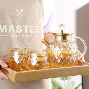 กาต้มน้ำเย็นแก้วโบโรซิลิเกตคุณภาพสูง ชุดกาต้มน้ำเย็นความจุขนาดใหญ่สำหรับแขกที่บ้าน - Product Image 6